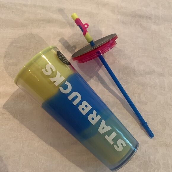 Starbucks Spring 2023 RARE 24 oz Color Changing Tumbler with Straw Topper - Picture 7 of 7